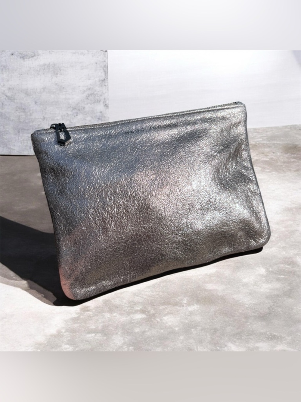 Marc Jacobs Clutch Leather Metallic Bag Neiman Marcus Pouch Wallet Makeup Bag